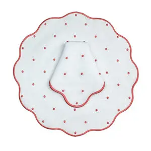 jogo-americano-rendondo-linho-branco-pois-rosa-e-guardanapo-linho-branco-pois-rosa