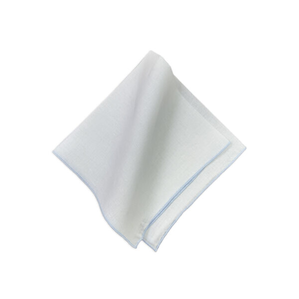 guardanapo linho e algodão branco pesponto azul claro