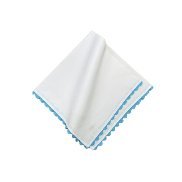 guardanapo algodão branco sianinha azul turquesa