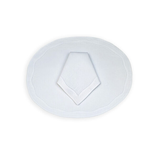 Cjto jogo americano e guardanapo linho oval Branco