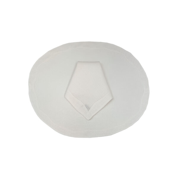 Cjto jogo americano e guardanapo linho oval off white