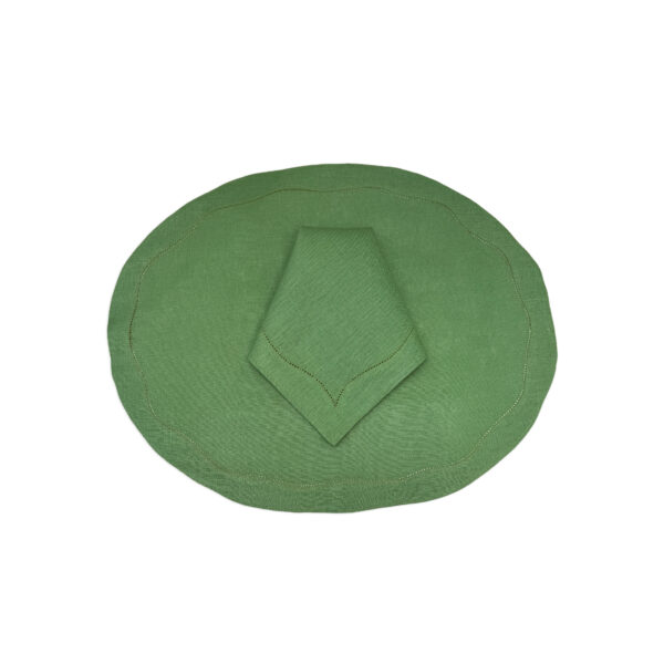 Cjto jogo americano e guardanapo linho oval Verde Peter Pan