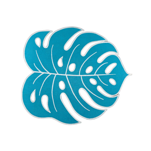 Jogo americano linho Folha Leaf Azul turquesa