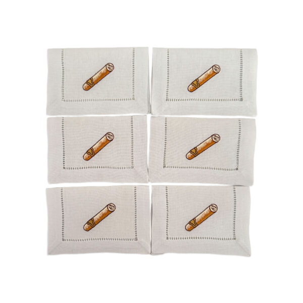 Kit com 6 Guardanapos de aperitivos linho Charuto