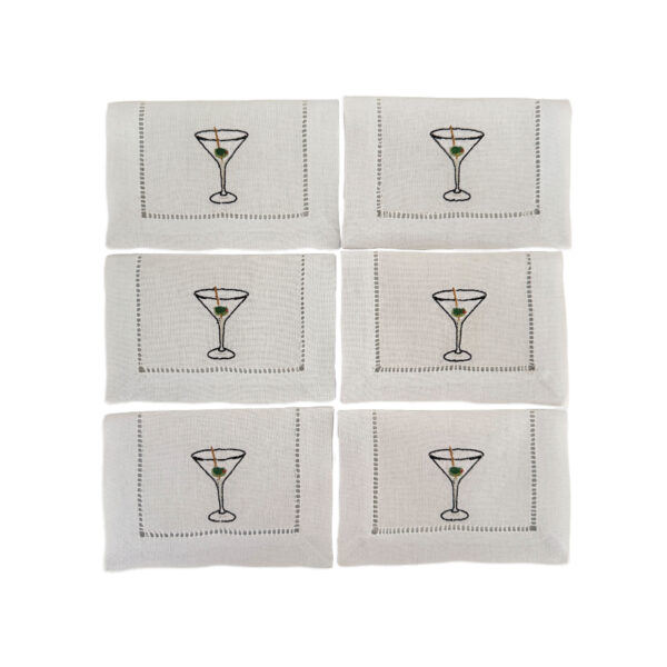 Kit com 6 Guardanapos de aperitivos linho martini