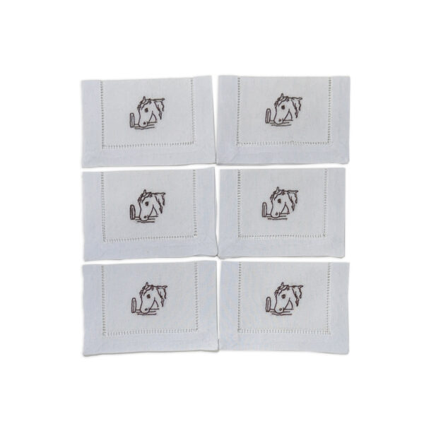 Kit com 6 Guardanapos de aperitivos linho cavalo