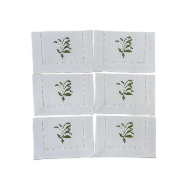 Kit com 6 Guardanapos de aperitivos linho muguet verde