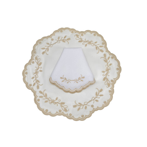 Cjto Jogo americano e guardanapo Organza trigo Off white-Tati Pilão